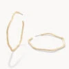 Sand Bar Wave Hoop Earrings 50mm White Opal