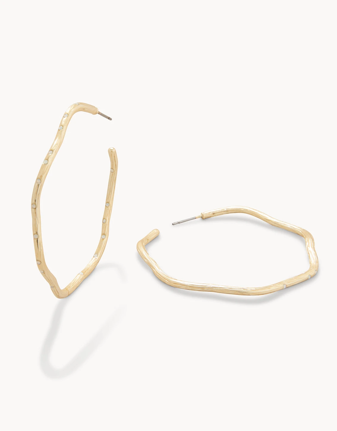Sand Bar Wave Hoop Earrings 50mm White Opal 1 Sand Bar Wave Hoop Earrings 50mm White Opal