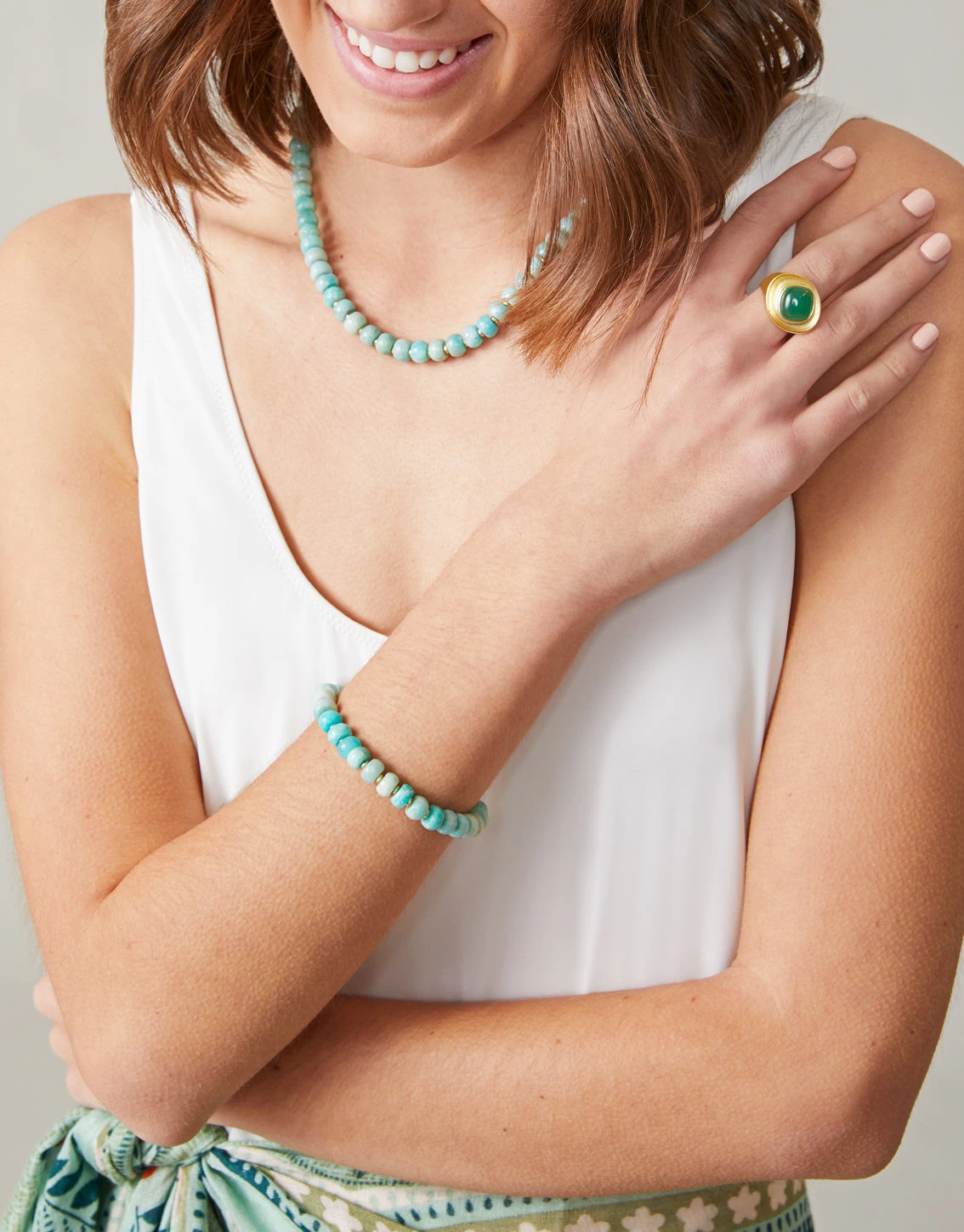 Stone Stretch Bracelet 8mm Amazonite 2 Stone Stretch Bracelet 8mm Amazonite - Image 2