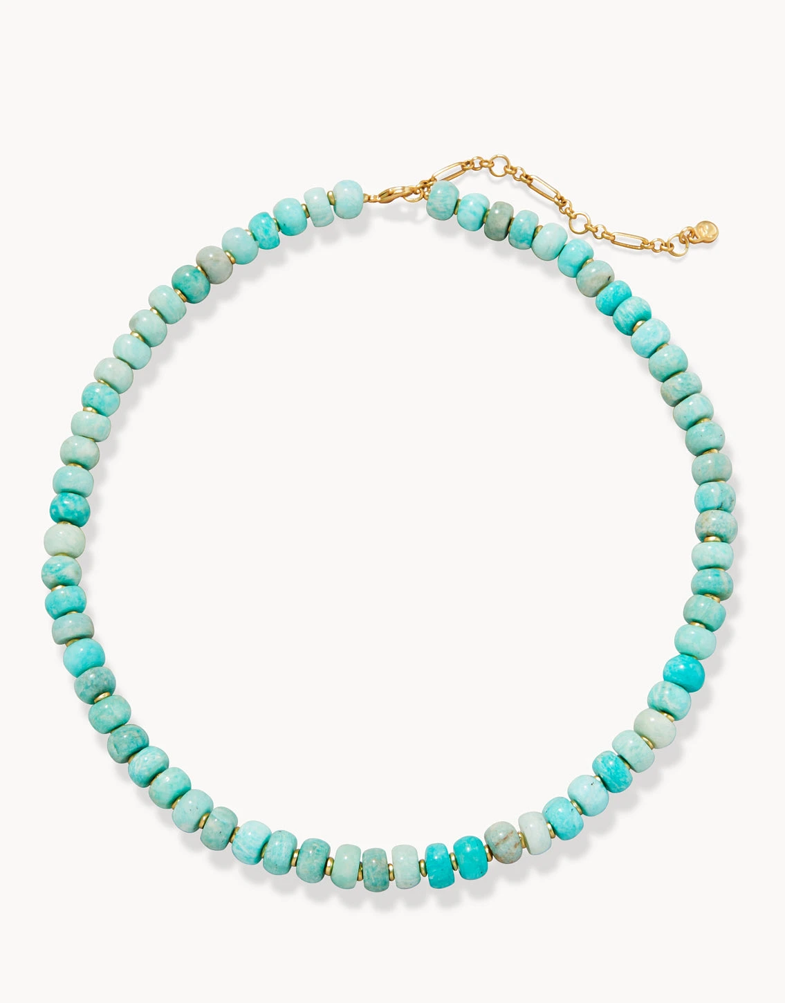 Oval Stone Beaded Necklace Amazonite 1 Oval Stone Beaded Necklace Amazonite