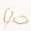 Sand Bar Wave Hoop Earrings 32mm White Opal