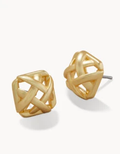 Cane Stud Earrings Gold