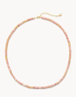 Harmony Beaded Necklace Pink Rhodonite
