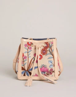 Natalie Drawstring Crossbody Oyster Factory Floral Sprigs
