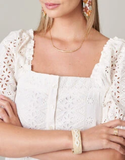 Catrina Eyelet Dress Pearl White -Spartina Store 493274c