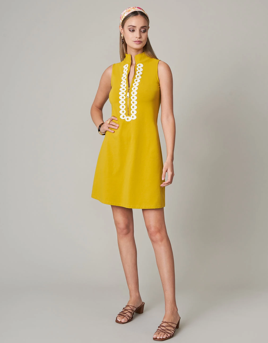 Serena Half-Zip Dress Golden Palm 1 Serena Half-Zip Dress Golden Palm