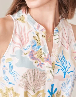 Hannah Tank Dress Seafoam Mermaids -Spartina Store 495605c