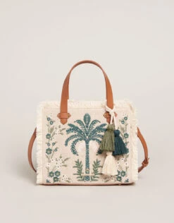 Boho Fringe Satchel Crossbody Alljoy Landing Palm Tree