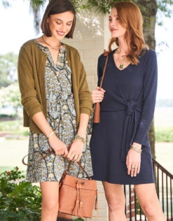 Deanna Wrap Dress Slate Blue -Spartina Store 498613m