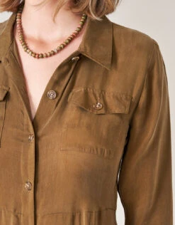 Peyton Shirt Dress Deep Olive -Spartina Store 499214c
