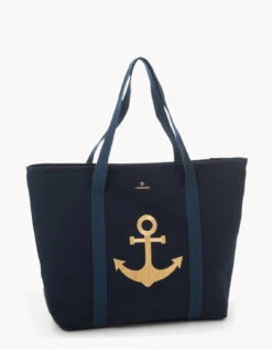 Navy Anchor Cooler Bag