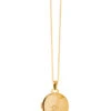 Classic Round Locket Necklace Starburst Gold