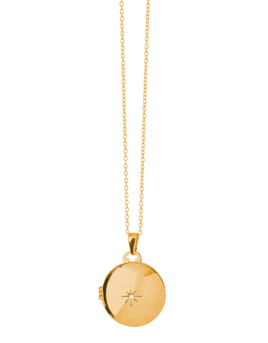 Classic Round Locket Necklace Starburst Gold 1 Classic Round Locket Necklace Starburst Gold