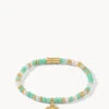 Beach Stretch Bracelet Gold Aqua