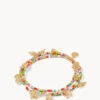Beach Triple Strand Stretch Bracelet Gold Tropical