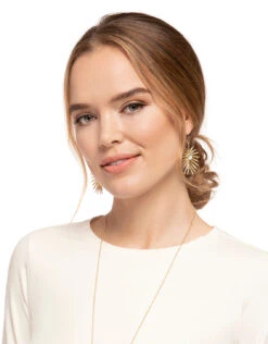 Palm Earrings Gold Aqua Pearlescent -Spartina Store 656788n