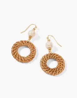 Woven Ring Earrings Gold/Taupe