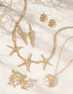 Star Sand Dollar Necklace Gold/Pearlescent -Spartina Store 663328o