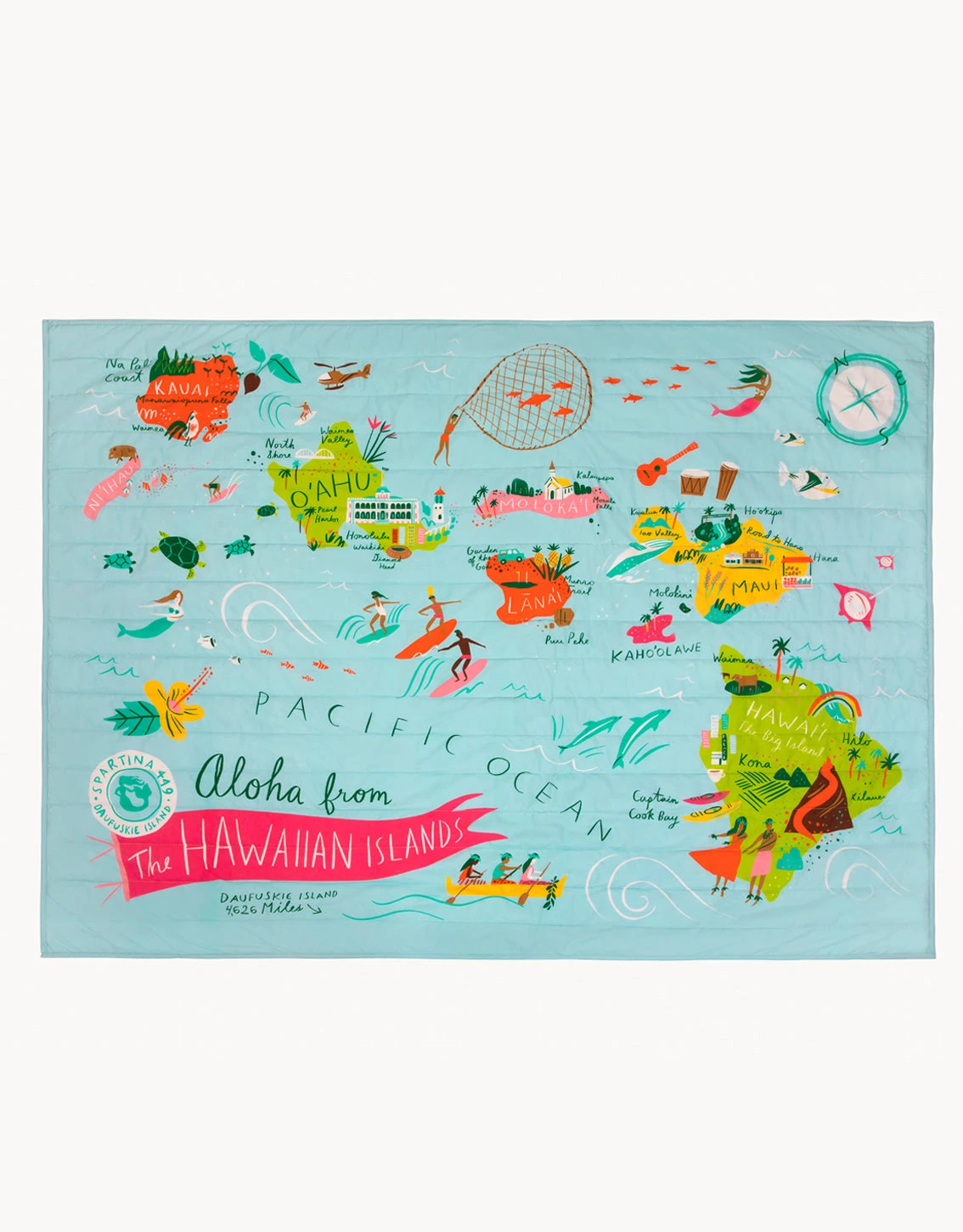 Hawaiian Islands Cotton Quilted Throw 3 Hawaiian Islands Cotton Quilted Throw - Image 3