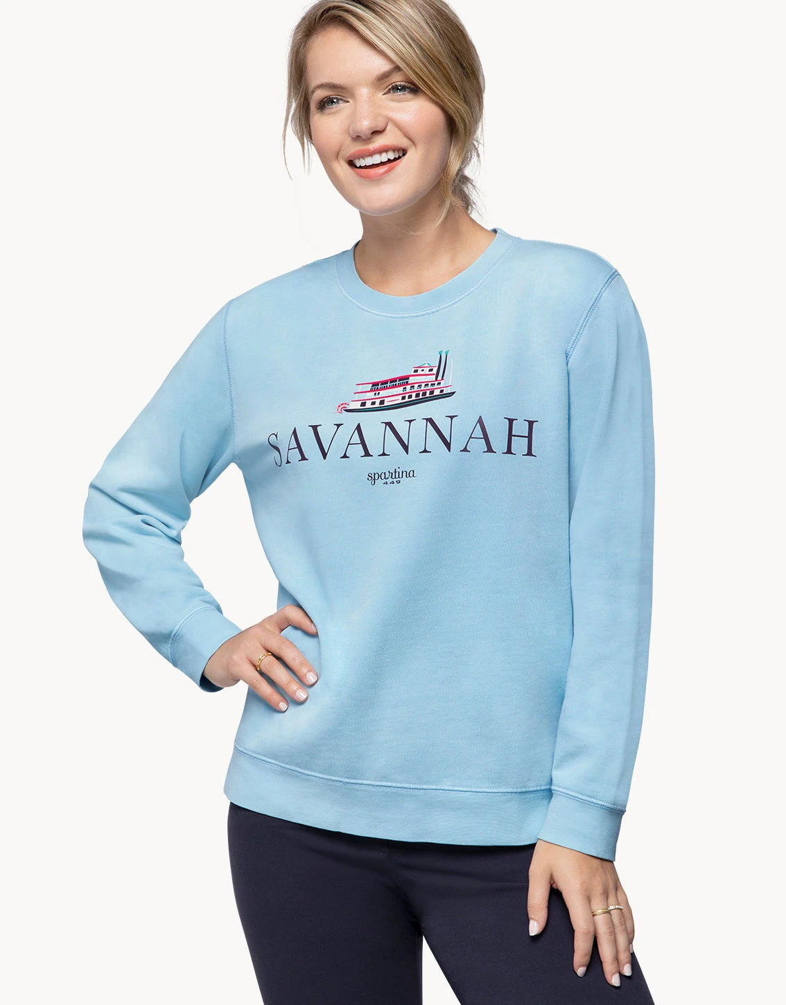 Savannah Sweatshirt Light Blue Steamboat 2 Savannah Sweatshirt Light Blue Steamboat - Image 2