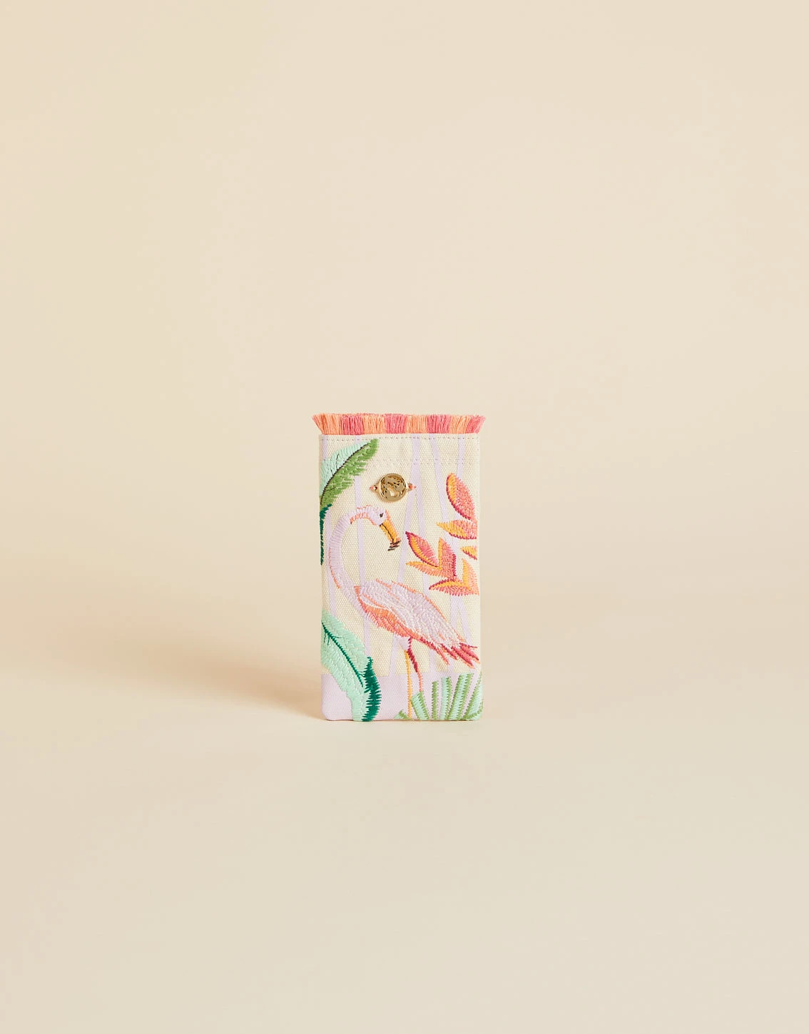Embroidered Sunglass Case Lilac Flamingo 1 Embroidered Sunglass Case Lilac Flamingo