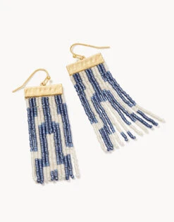 Bitty Bead Earrings Blue/White