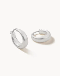 Mod Ballon Hoop Earrings Silver