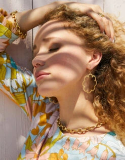 Dotted Daisy Earrings Gold -Spartina Store 679237n