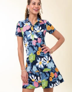 Joelle Polo Dress Strathy Hall Abstract Floral