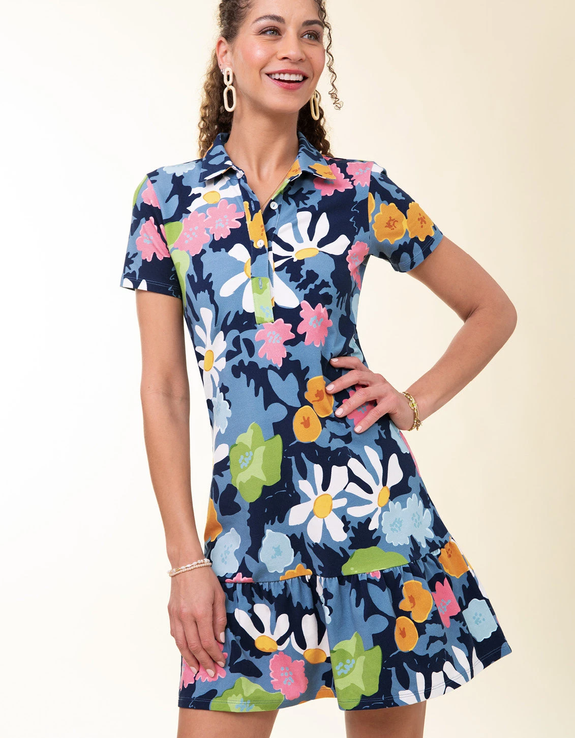 Joelle Polo Dress Strathy Hall Abstract Floral 1 Joelle Polo Dress Strathy Hall Abstract Floral
