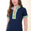 Short Sleeve Serena Half-Zip Top Midnight Blue
