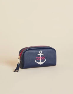 Vinyl Cosmetic Bag Navy Anchor