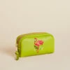 Vinyl Cosmetic Bag Green Flamingo