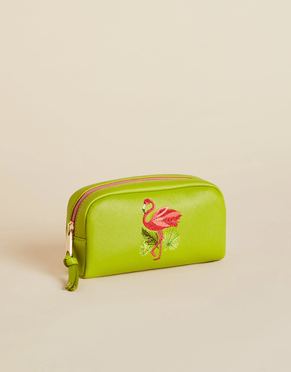 Vinyl Cosmetic Bag Green Flamingo 1 Vinyl Cosmetic Bag Green Flamingo