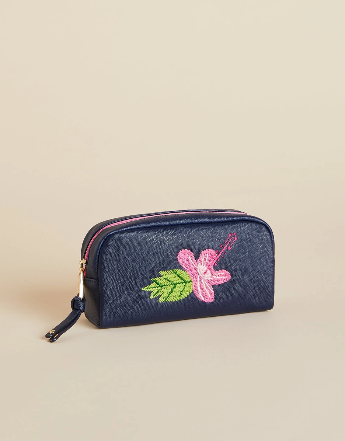 Vinyl Cosmetic Bag Navy Hibiscus 1 Vinyl Cosmetic Bag Navy Hibiscus