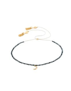 Crescent Moon Twinkle Beaded Choker, 12.5''