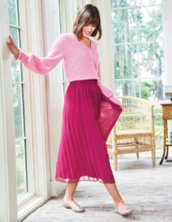 Elvira Pleated Skirt Crimson Plum -Spartina Store 957557n