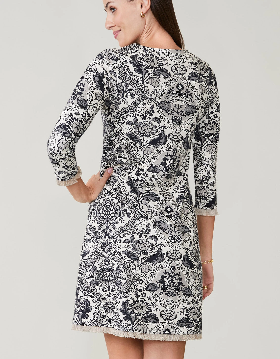 Island Fringe Dress Harbor River Woodblock 3 Island Fringe Dress Harbor River Woodblock - Image 3