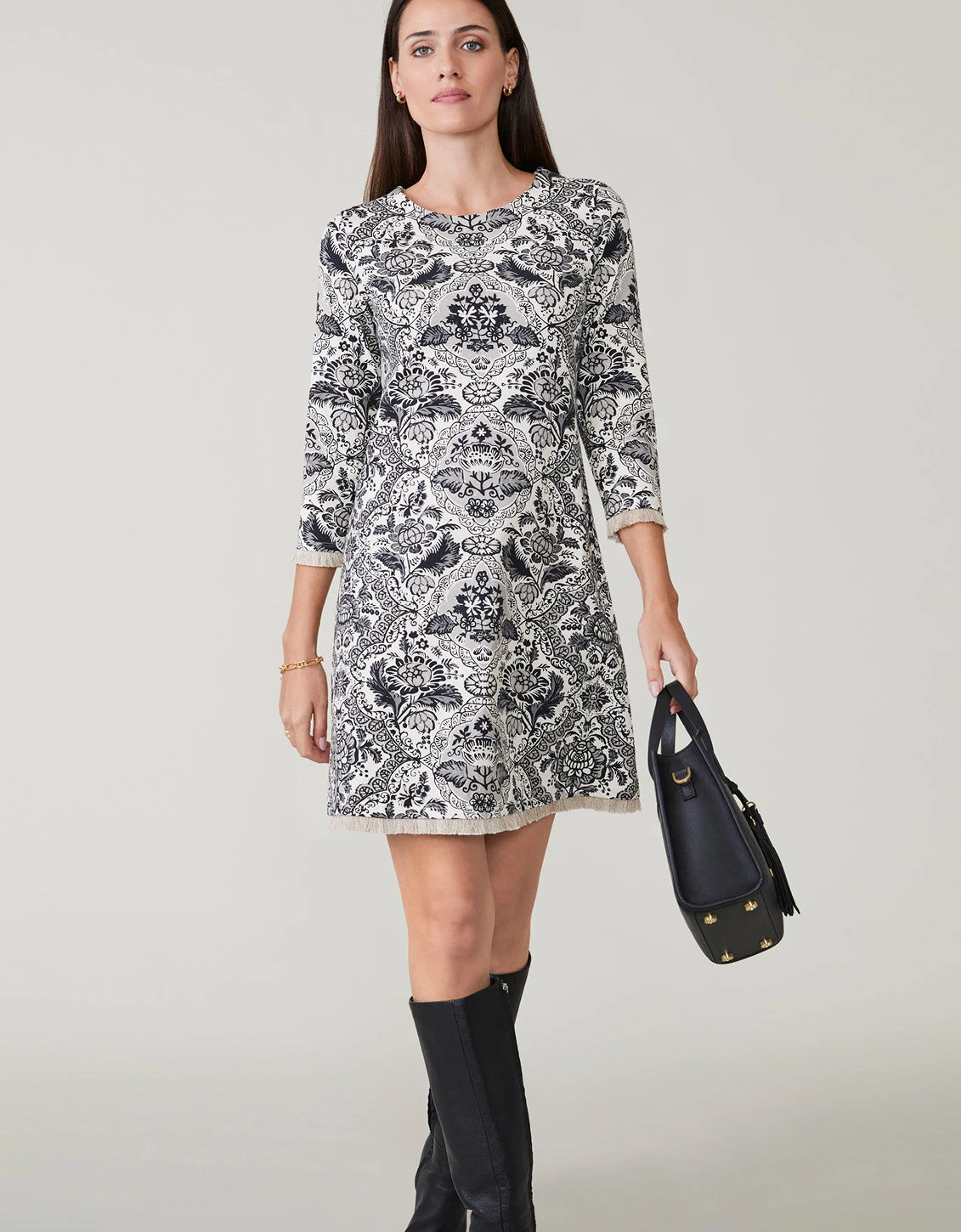 Island Fringe Dress Harbor River Woodblock 4 Island Fringe Dress Harbor River Woodblock - Image 4