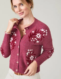 Marlena Embroidered Cardigan Berry Rose 7 Marlena Embroidered Cardigan Berry Rose -Spartina Store 957854