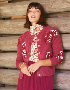 Marlena Embroidered Cardigan Berry Rose 9 Marlena Embroidered Cardigan Berry Rose -Spartina Store 957854m