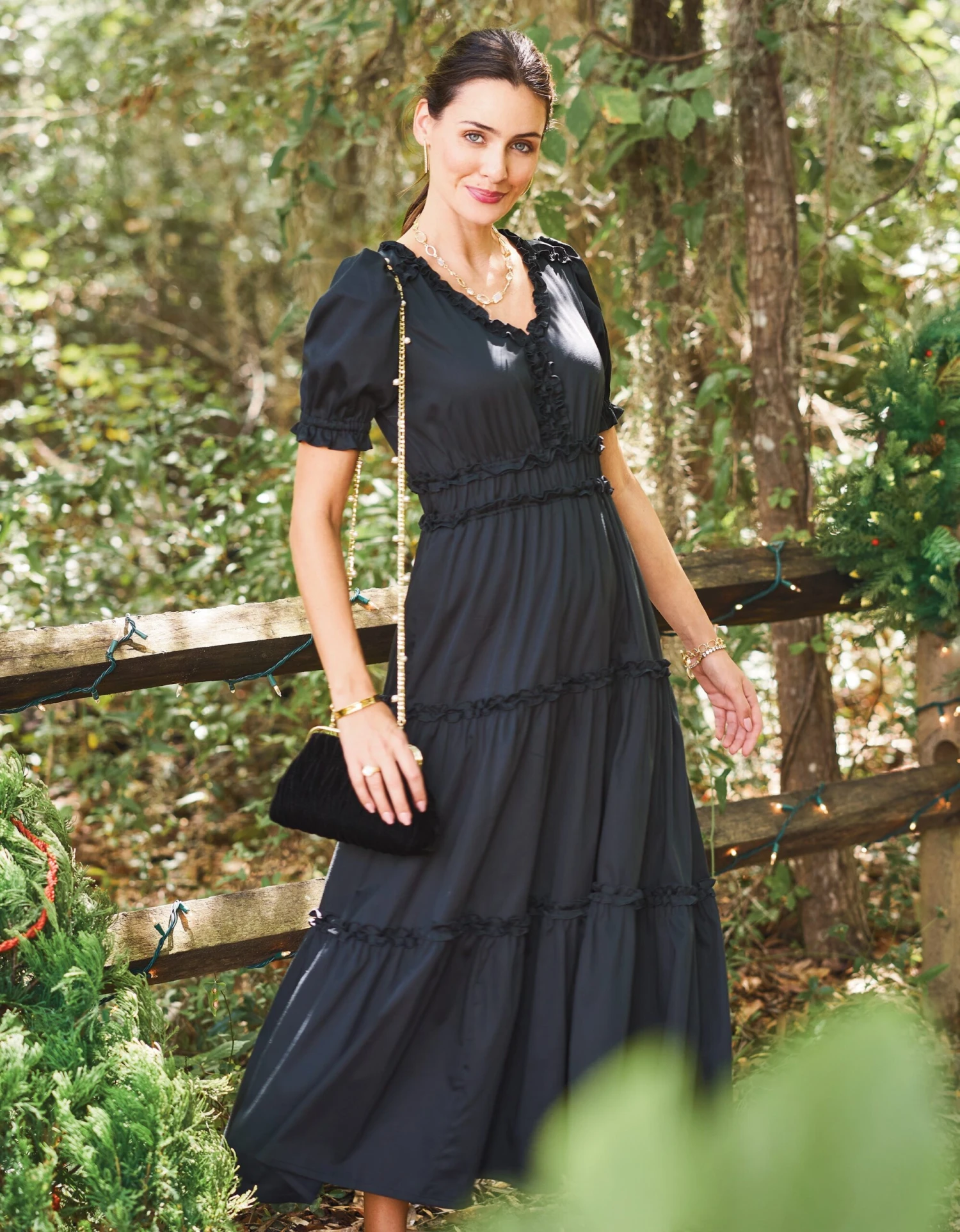 Ruched Velvet Clutch Black 2 Ruched Velvet Clutch Black - Image 2