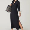 Nora Half-Zip Midi Dress Black