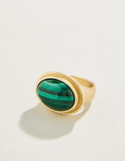 Oval Stone Ring Green Malachite -Spartina Store 959810b
