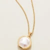 Mini Round Locket Necklace 18" Mother-of-Pearl