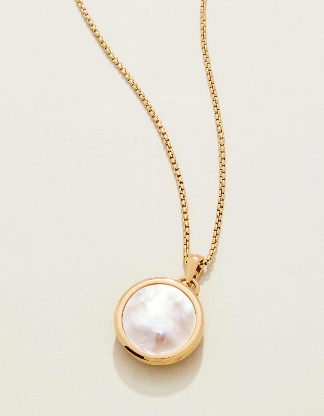 Mini Round Locket Necklace 18" Mother-of-Pearl 1 Mini Round Locket Necklace 18" Mother-of-Pearl