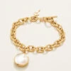 Mini Round Locket Toggle Bracelet 8" Mother-of-Pearl