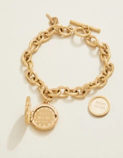 Mini Round Locket Toggle Bracelet 8" Mother-of-Pearl -Spartina Store 960038b