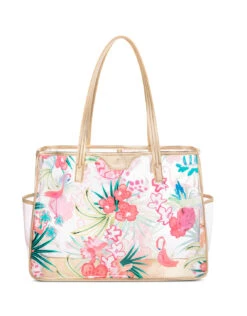 Flamingo Floral Retreat Beach Tote