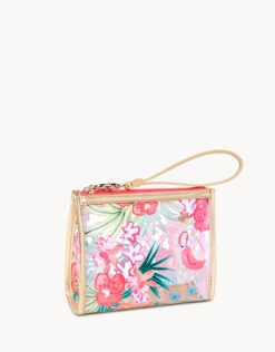 Flamingo Floral Retreat Beach Wristlet
